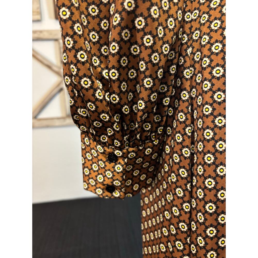 SANDRO JANINE PARIS Floral-Print Wrap-Front Midi Dress Marron US Sz 8 - Picture 10 of 14